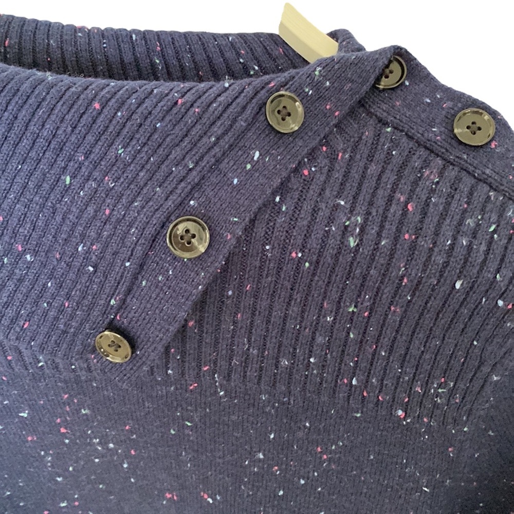 Talbots brand sweater dress. NWOT. Dark blue with specs of light blue and pink